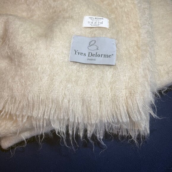 Yves Delorme Paris 100% Mohair Woven XL Blanket King Size 240x280cm Ivory Cream - Picture 4 of 6